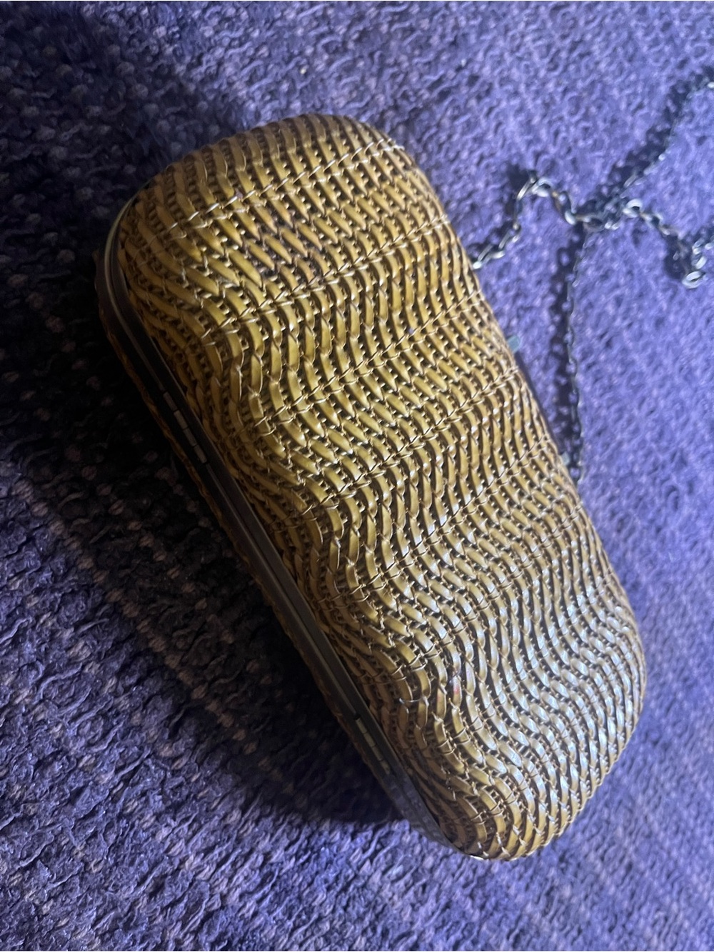 Urban Expressions Woven Leather Clutch with Chain Strap - Yellow - Picture 3 of 7
